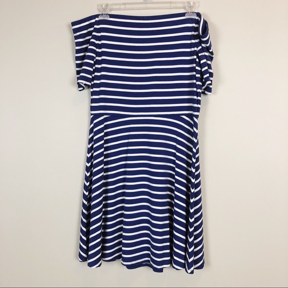 NWOT WHBM Striped Sneaker Off the Shoulder Dress - Picture 2 of 7